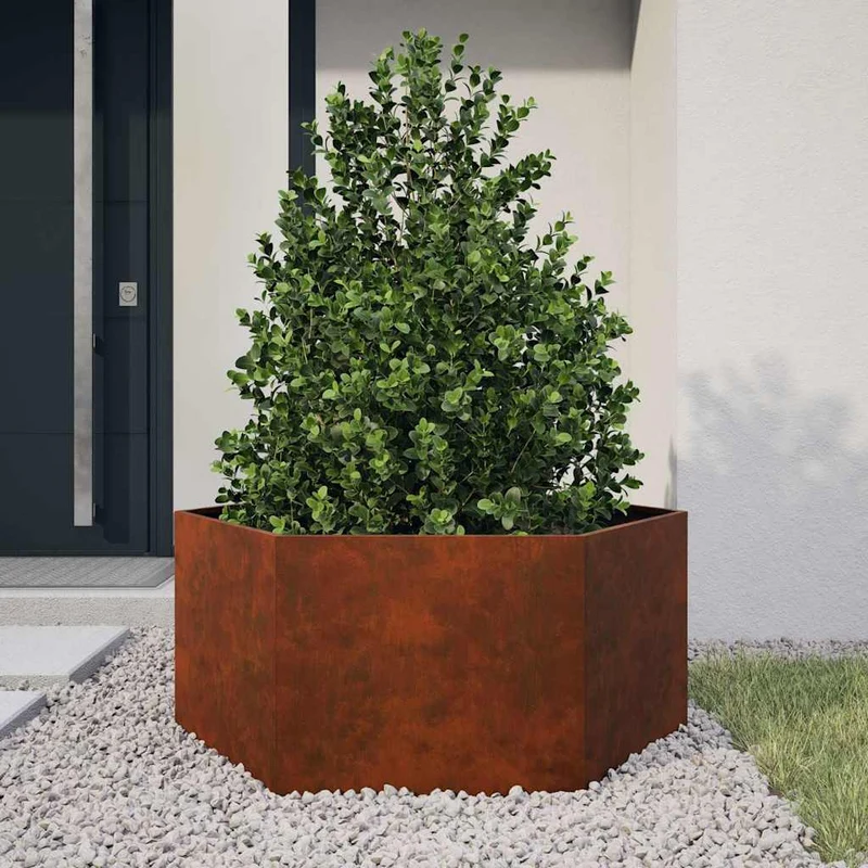Hochbeet 90x90x45cm Cortenstahl sechseckig rostig Pflanzbeet Pflanzkasten