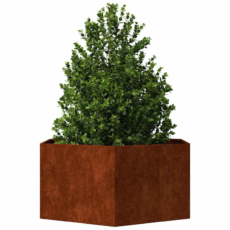 Hochbeet 90x90x45cm Cortenstahl sechseckig rostig Pflanzbeet Pflanzkasten