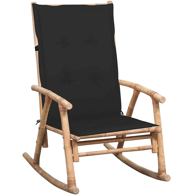 Schaukelstuhl Bambus-Holz 66 x86x105 cm mit Auflage Gartenstuhl