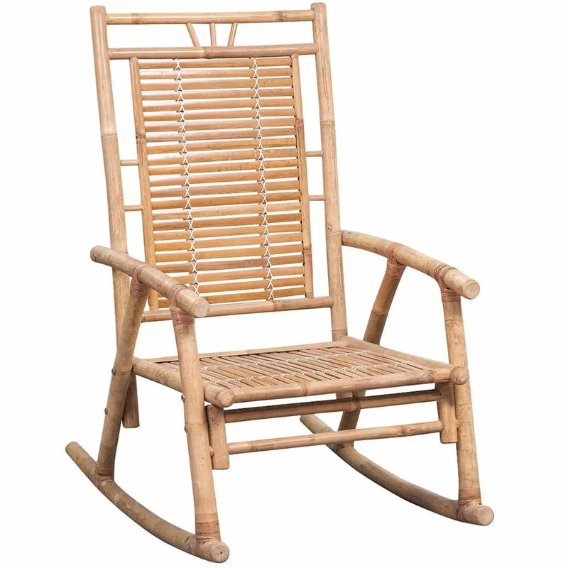 Schaukelstuhl Bambus-Holz 66 x86x105 cm mit Auflage Gartenstuhl