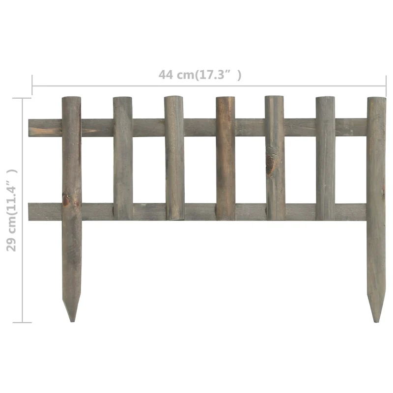 Rasenkanten 10 Stk. Tannenholz 4,4 m Beeteinfassung Grau 44 x 29 cm