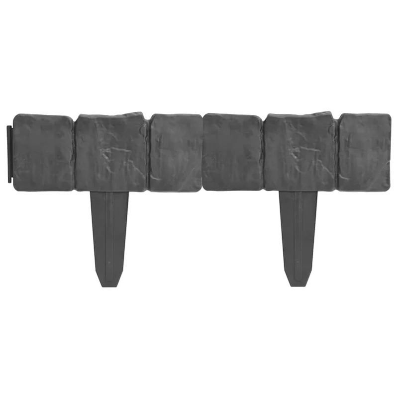 Beeteinfassung Gartenzaun Rasenzaun Steinoptik 10 m x 9,5 cm Kunststoff Grau Rasenkante