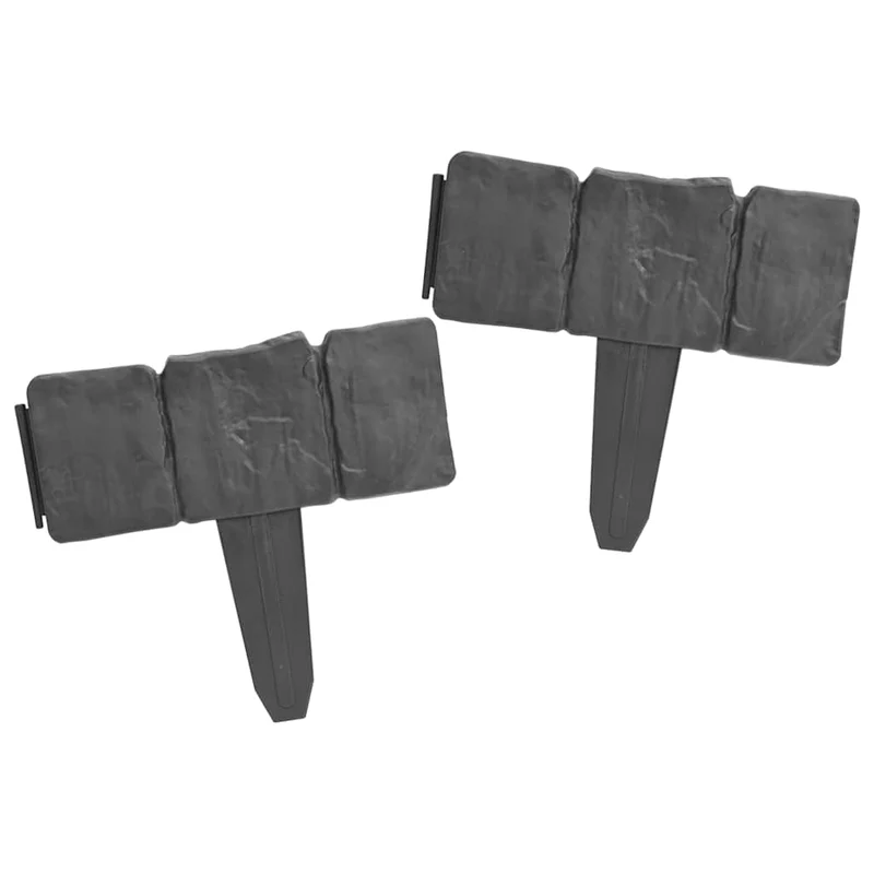 Beeteinfassung Gartenzaun Rasenzaun Steinoptik 10 m x 9,5 cm Kunststoff Grau Rasenkante