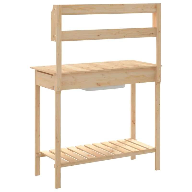 Pflanztisch mit Waschbecken Naturfarbe 147,5x44x139,5 cm Massivholz Tanne