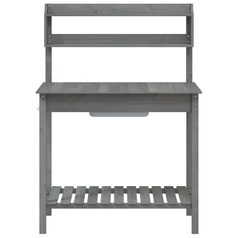Pflanztisch mit Waschbecken Grau 147,5x44x139,5 cm Massivholz Tanne