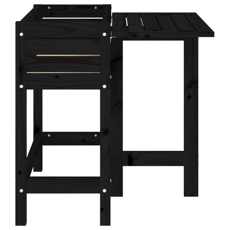Pflanztisch Pflanzkasten mit Klappbarer Tischplatte Schwarz Massivholz 84x73x75 cm