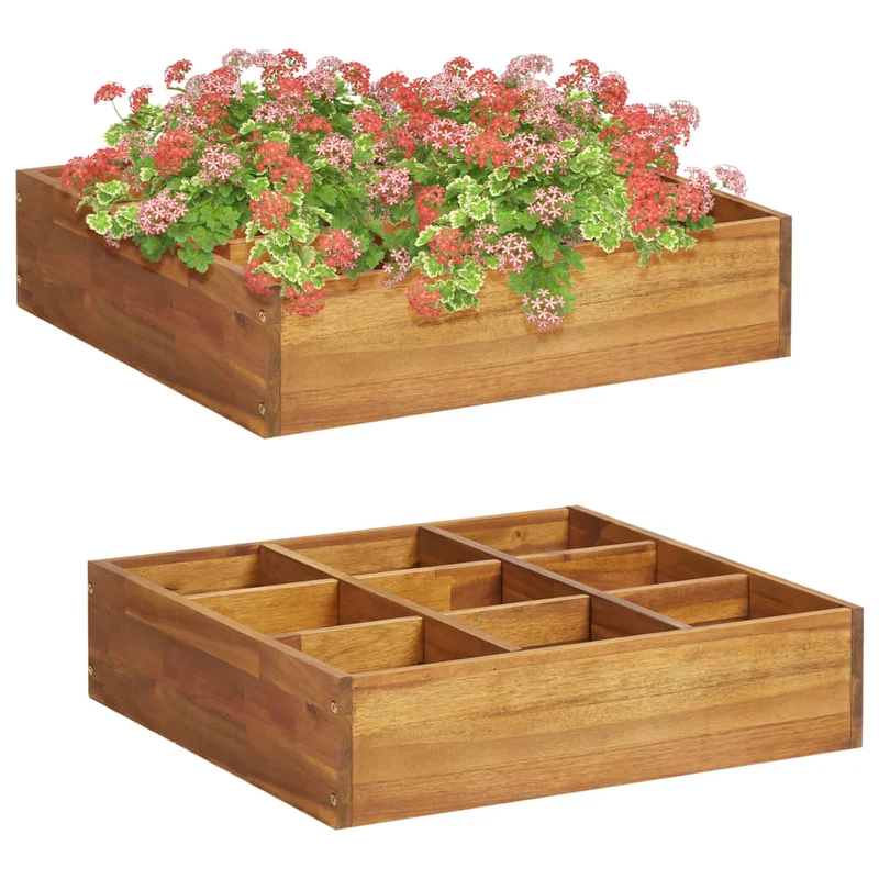 Frühbeet Garten Kräuter Massivholz Akazie 60 x 60 x 15 cm Holzöl behandelt Anzucht