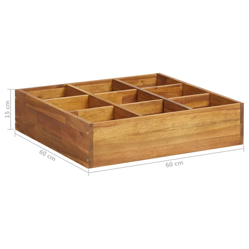Frühbeet Garten Kräuter Massivholz Akazie 60 x 60 x 15 cm Holzöl behandelt Anzucht