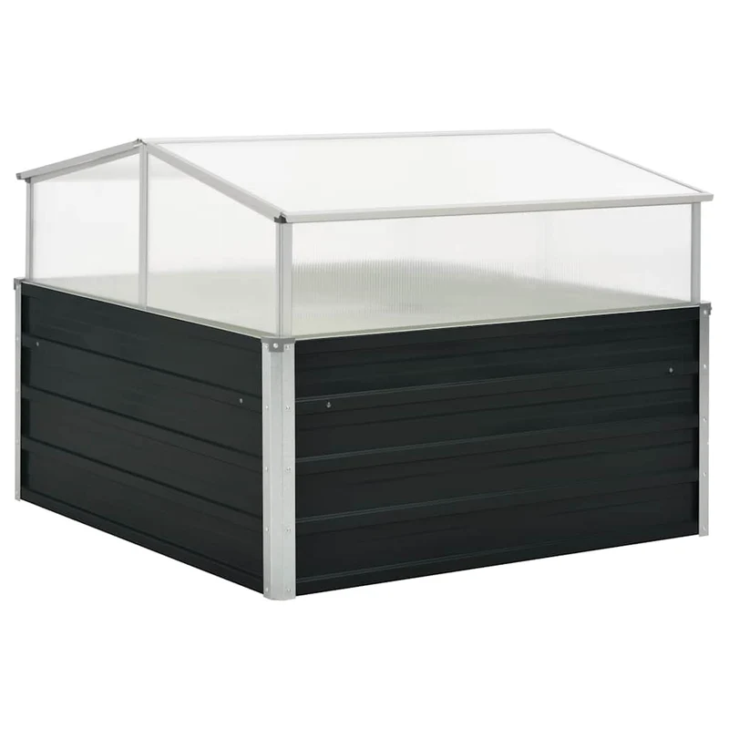 Frühbeet Abdeckung Anthrazit 100x100x77 cm Verzinkter Stahl Gewächshaus