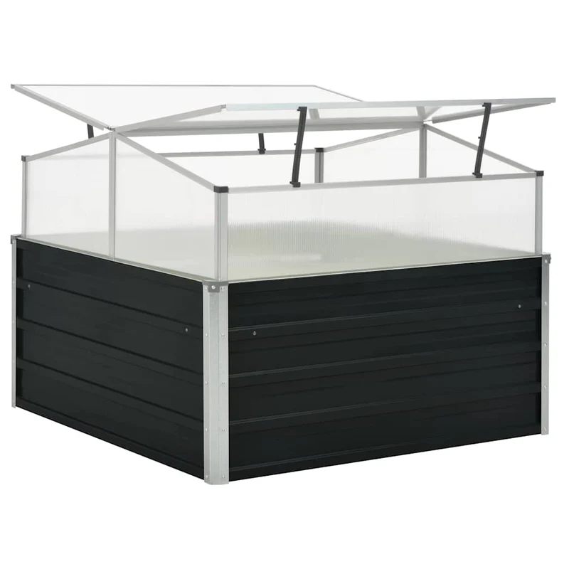 Frühbeet Abdeckung Anthrazit 100x100x77 cm Verzinkter Stahl Gewächshaus