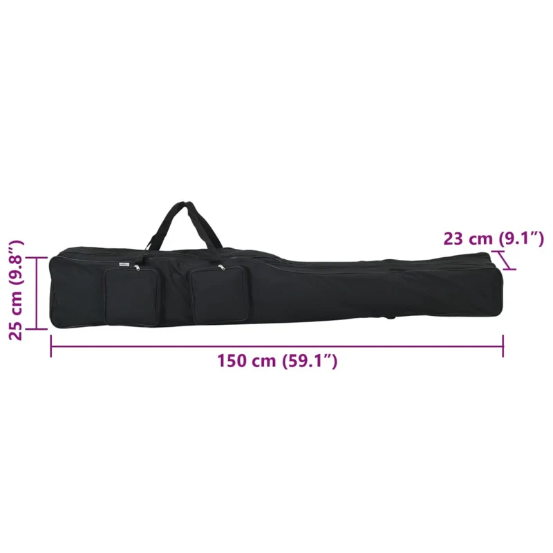 Angelrutentasche Schwarz 150 cm Oxford-Gewebe Rutenfutteral Rutentasche