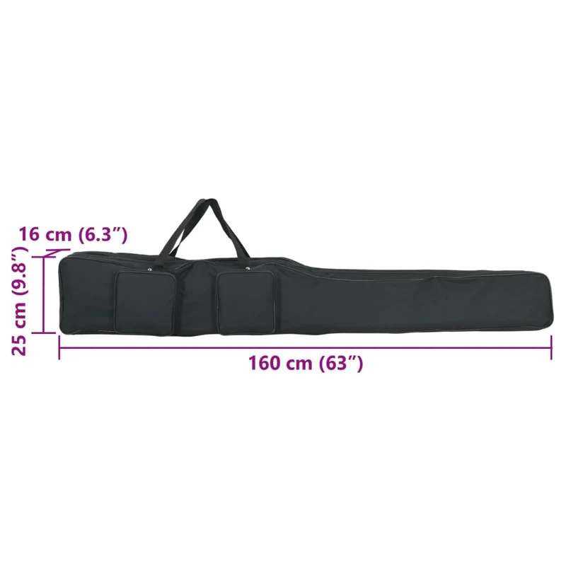 Angelrutentasche Schwarz 160 cm Oxford-Gewebe Rutenfutteral Rutentasche