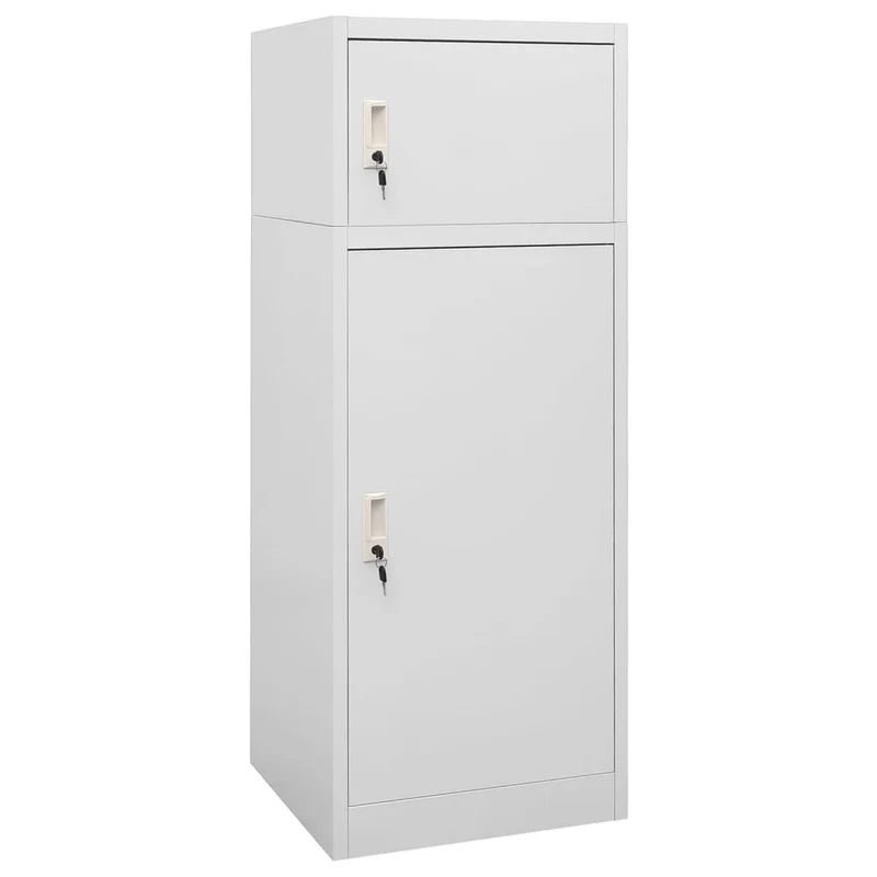 Sattelschrank Hellgrau 53x53x140 cm Stahl Aufbewahrungsschrank abschließbar