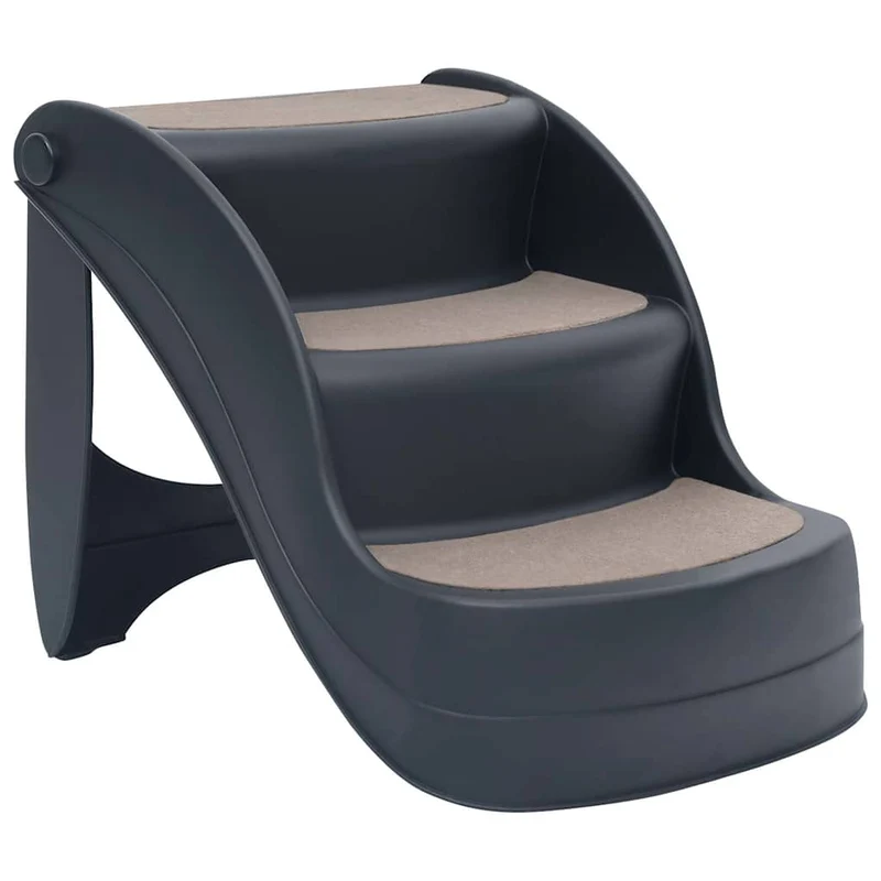 Hundetreppe 3 Stufen Klappbar Dunkelgrau 38x50x38 cm Haustiertreppe