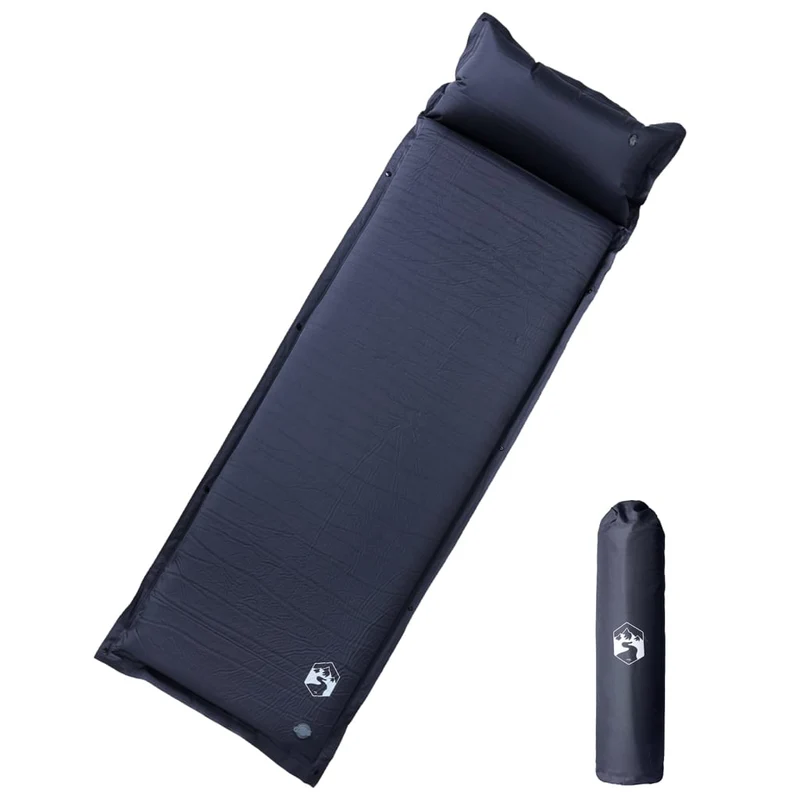 Aufblasbare Isomatte mit Kissen Grau 190x64x3 cm Luftmatratze Camping