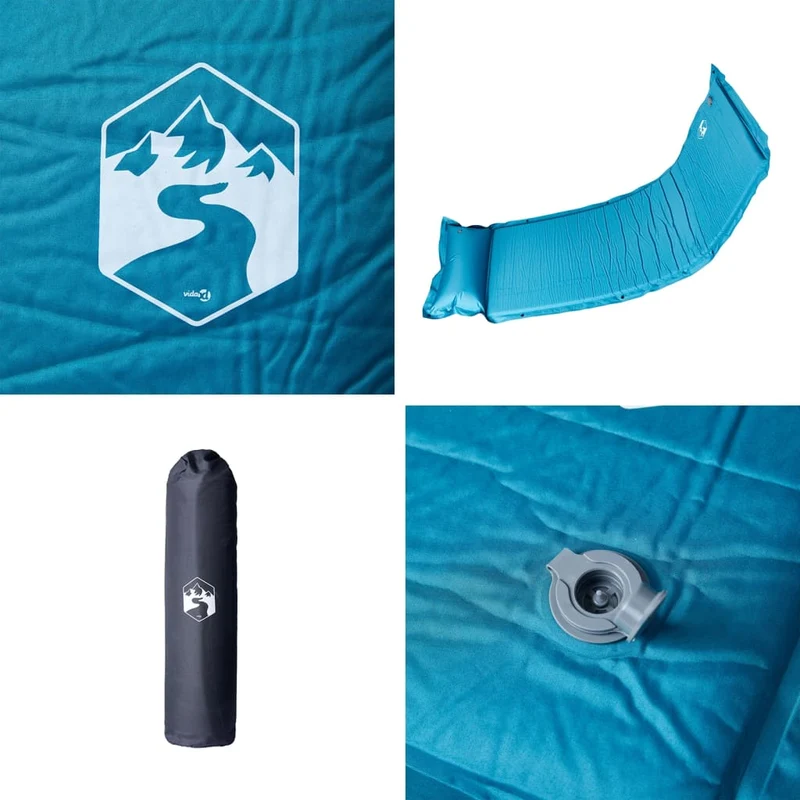 Aufblasbare Isomatte mit Kissen Türkis 190x64x3 cm Luftmatratze Camping