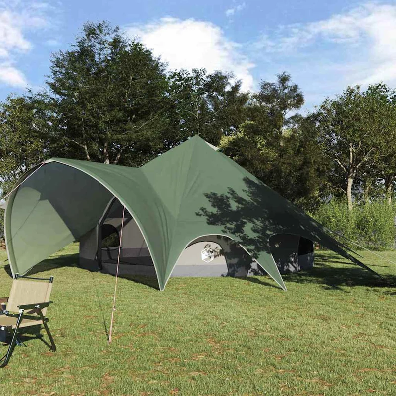 Teepee Zelt mit Dach Grün und Grau 600 x 600 x 347 cm wasserdicht winddicht