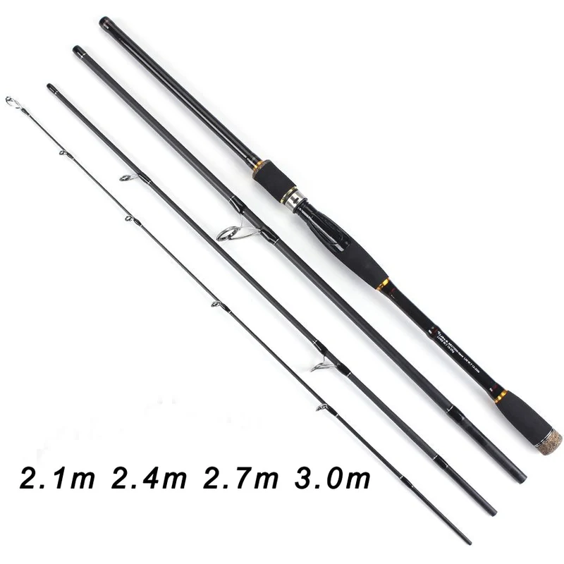 TOMA Spinning casting Fishing Rod 100% Carbon Fiber 2.1m-3.0m 4 Section M Lure Rods Fast Action Pesca Travel Rod Fishing Tackle
