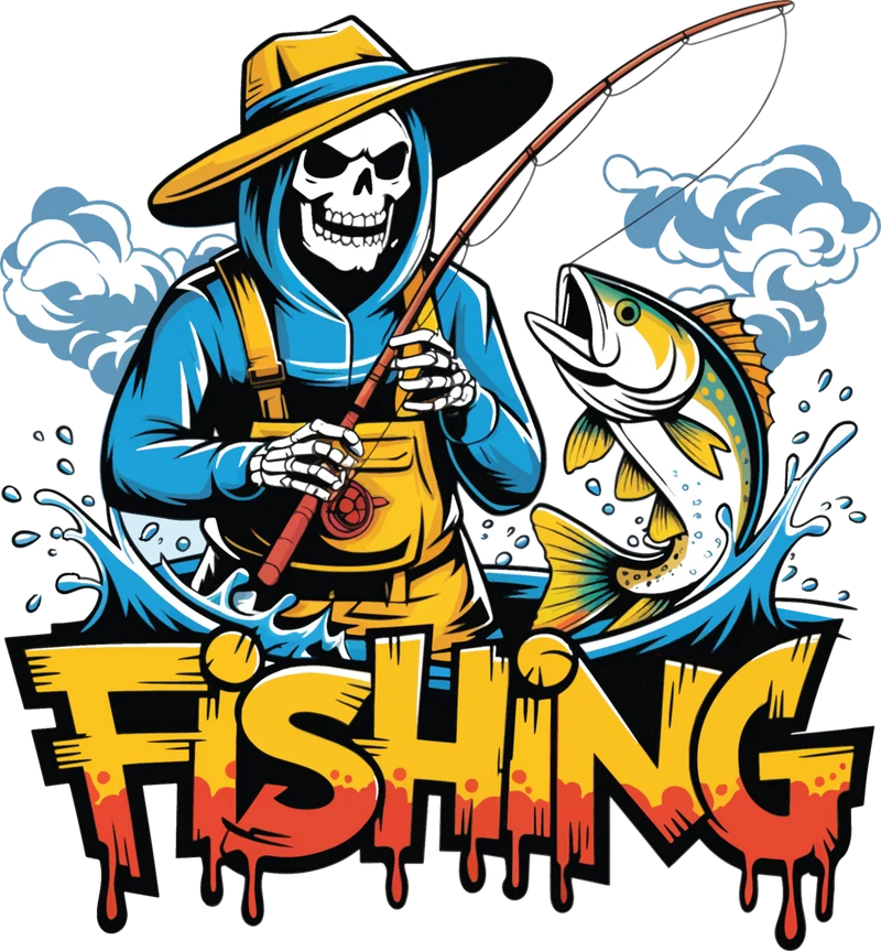 Angler T-Shirt "Skull Fishing" Unisex