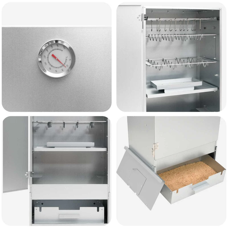 Räucherofen 83 cm Räucherschrank Smoker mit 2 Pellet Räuchertubes verzinkter Stahl