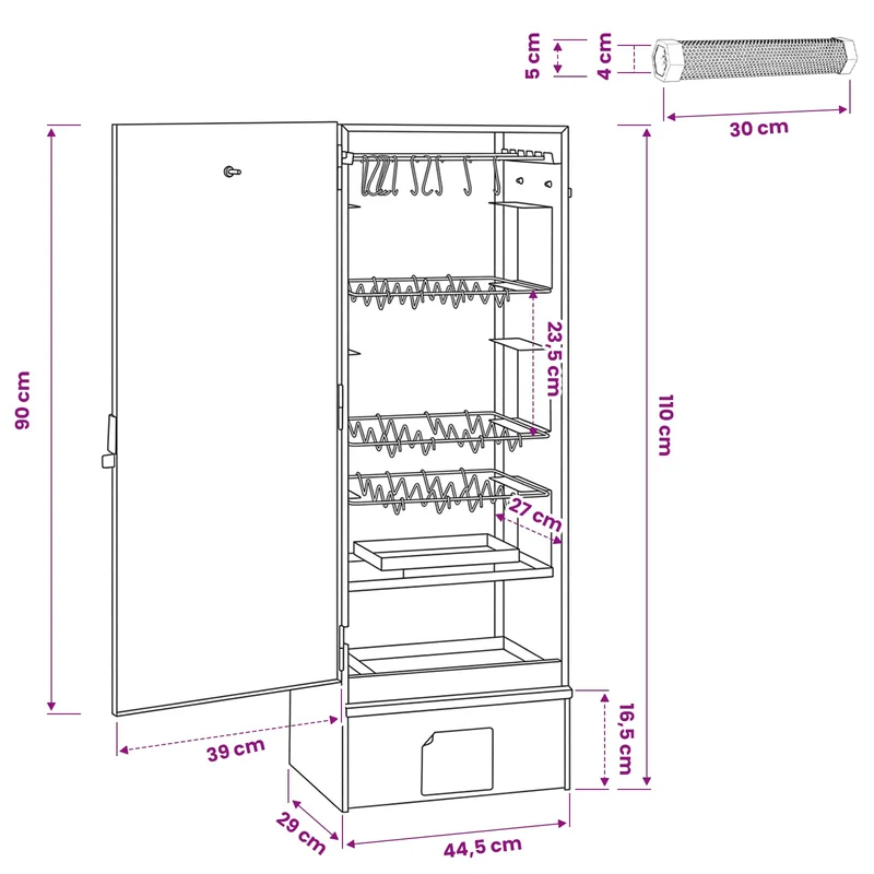 Räucherofen 110 cm Räucherschrank Smoker mit 2 Pellet Räuchertubes verzinkter Stahl