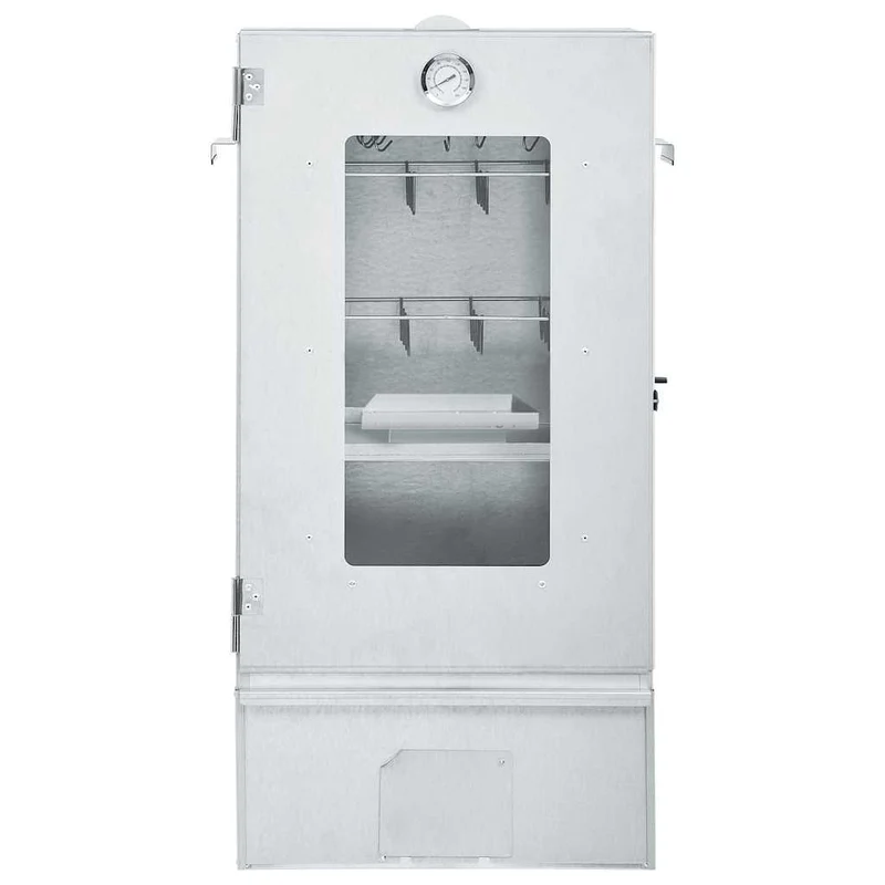 Räucherofen 83 cm mit Tisch Glas Räucherschrank Thermometer 3 Roste 12 Haken Smoker