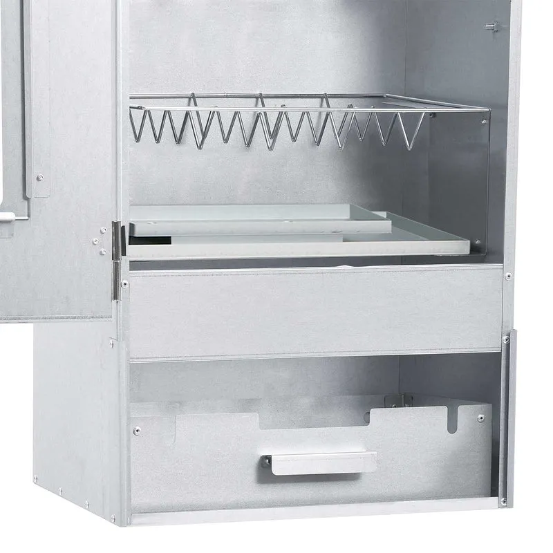 Räucherofen 83 cm mit Tisch Glas Räucherschrank Thermometer 3 Roste 12 Haken Smoker