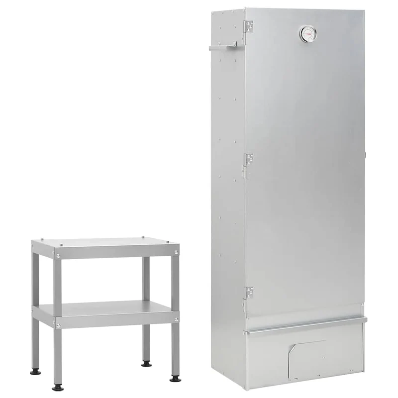 Räucherofen 110 cm mit Tisch Räucherschrank Thermometer 3 Roste 12 Haken Smoker