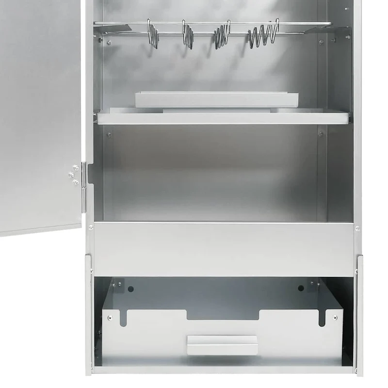 Räucherofen 110 cm mit Tisch Räucherschrank Thermometer 3 Roste 12 Haken Smoker