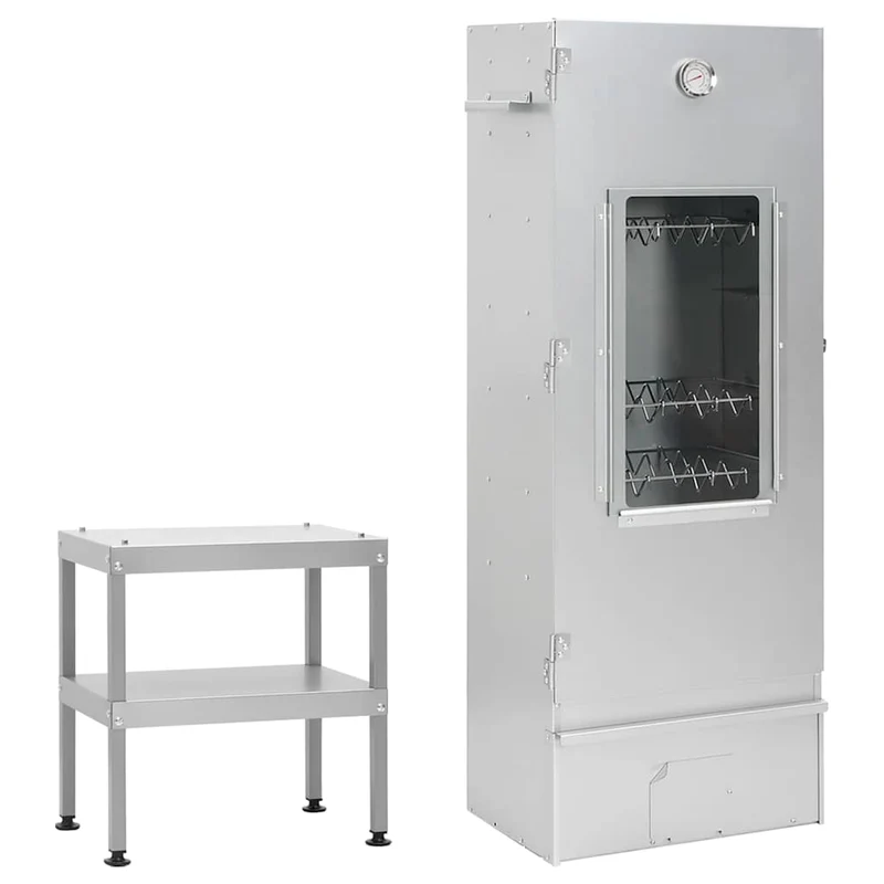 Räucherofen 110 cm mit Tisch Glasfenster Räucherschrank Thermometer 3 Roste Smoker