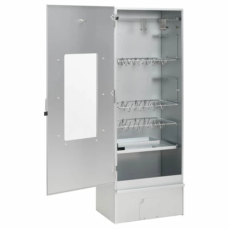 Räucherofen 110 cm mit Tisch Glasfenster Räucherschrank Thermometer 3 Roste Smoker