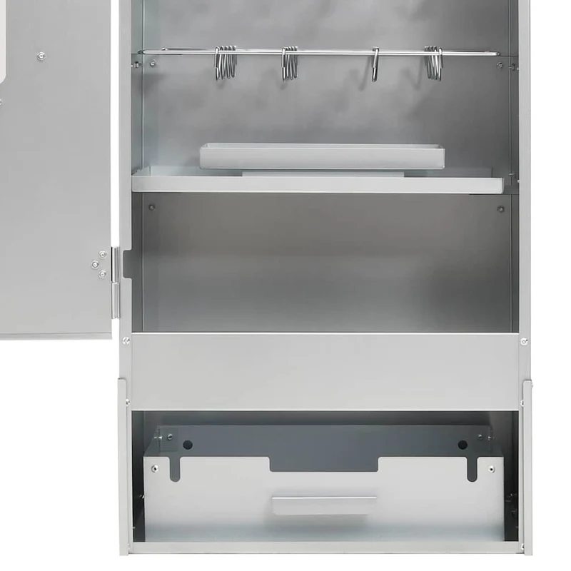 Räucherofen 110 cm mit Tisch Glasfenster Räucherschrank Thermometer 3 Roste Smoker