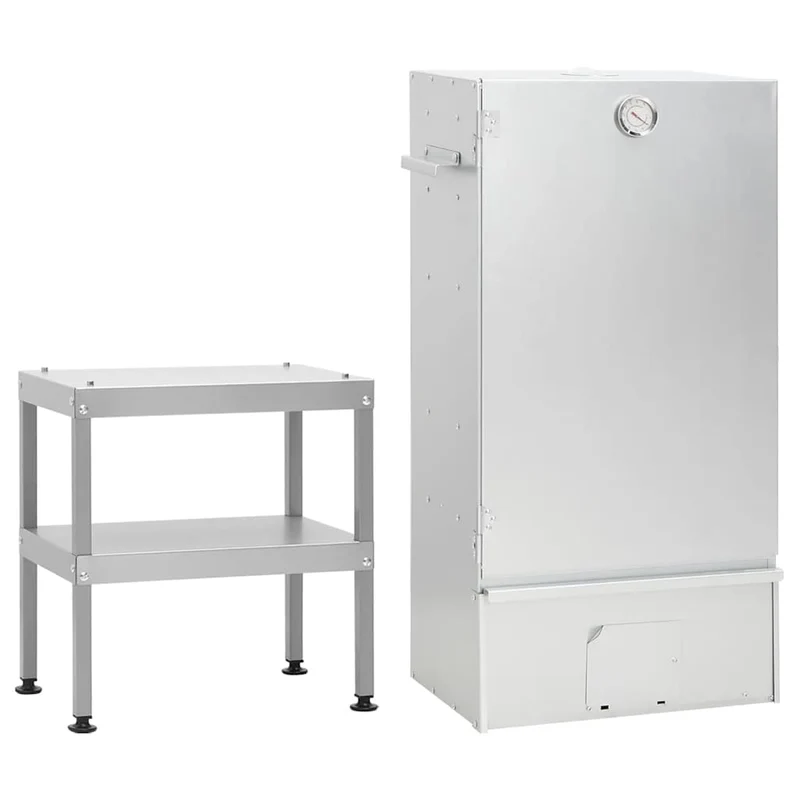 Räucherofen 83 cm mit Tisch Räucherschrank Thermometer 2 Roste 12 Haken Smoker