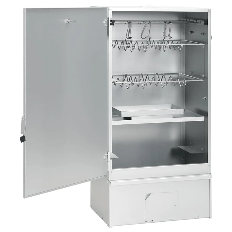 Räucherofen 83 cm mit Tisch Räucherschrank Thermometer 2 Roste 12 Haken Smoker