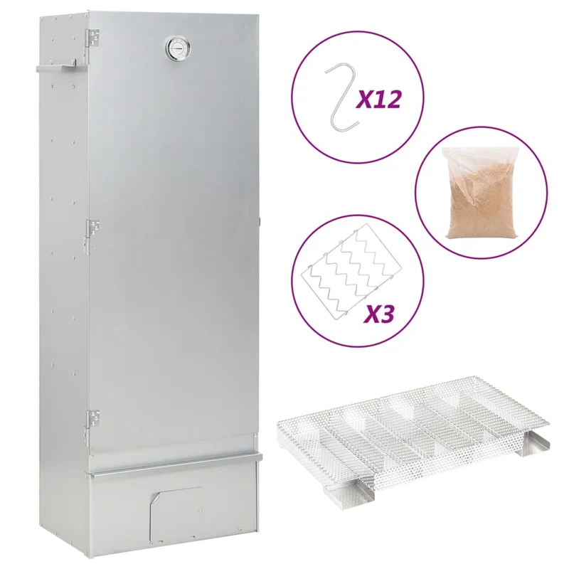 Räucherofen 110 cm Räucherschrank Smoker Kaltrauchgenerator Thermometer 3 Roste