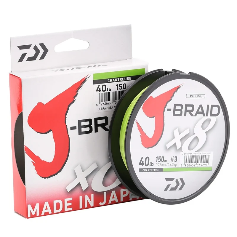 Daiwa 100% Original J-BRAID X8 150M 8 Braided Fishing Line Monofilament Fishing Line 10-60LB Made in Japan Pesca