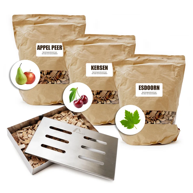Eurocatch Räucherholz Set mit Edelstahl Räucherbox 3x4L