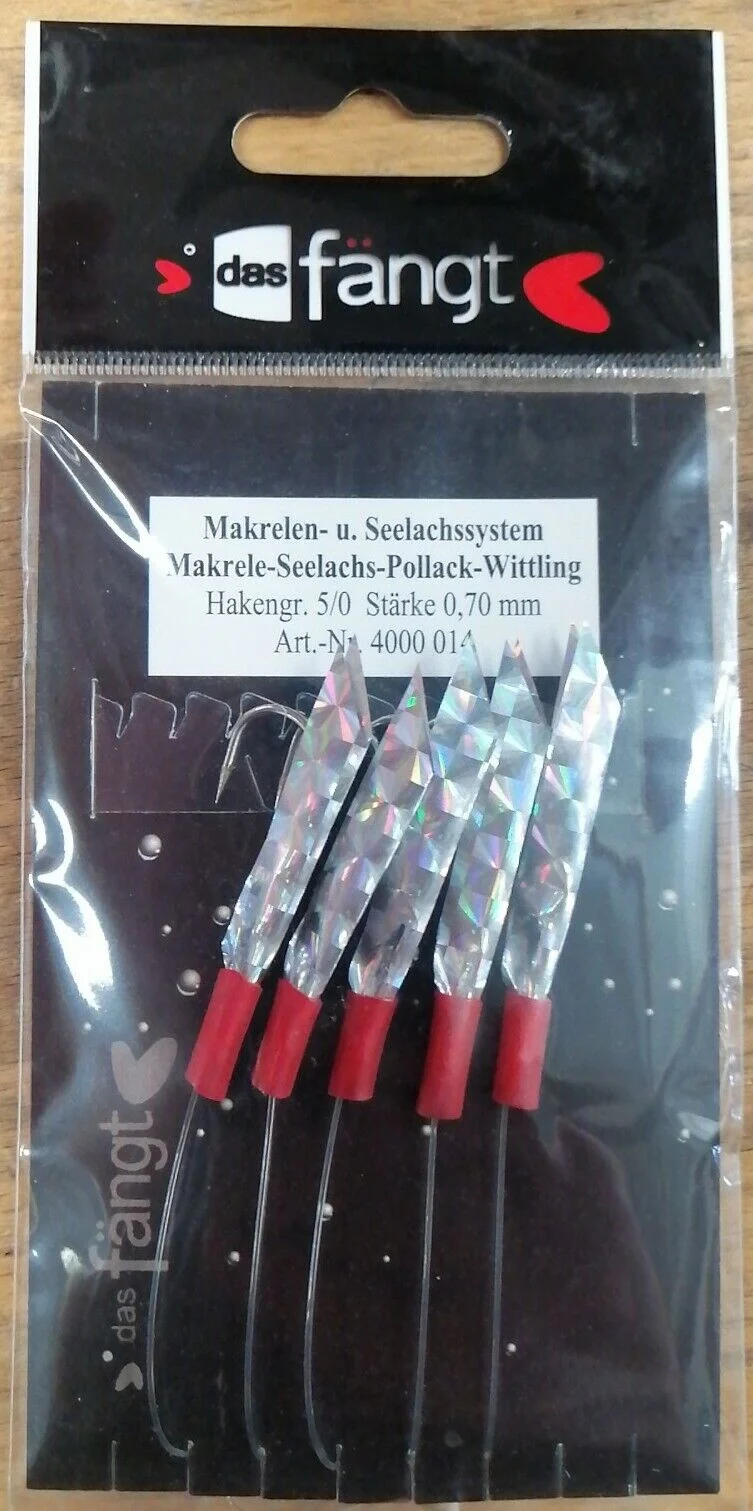 Das Fängt Makrelen-und Seelachssystem Hakengr. 5/0 0,70mm