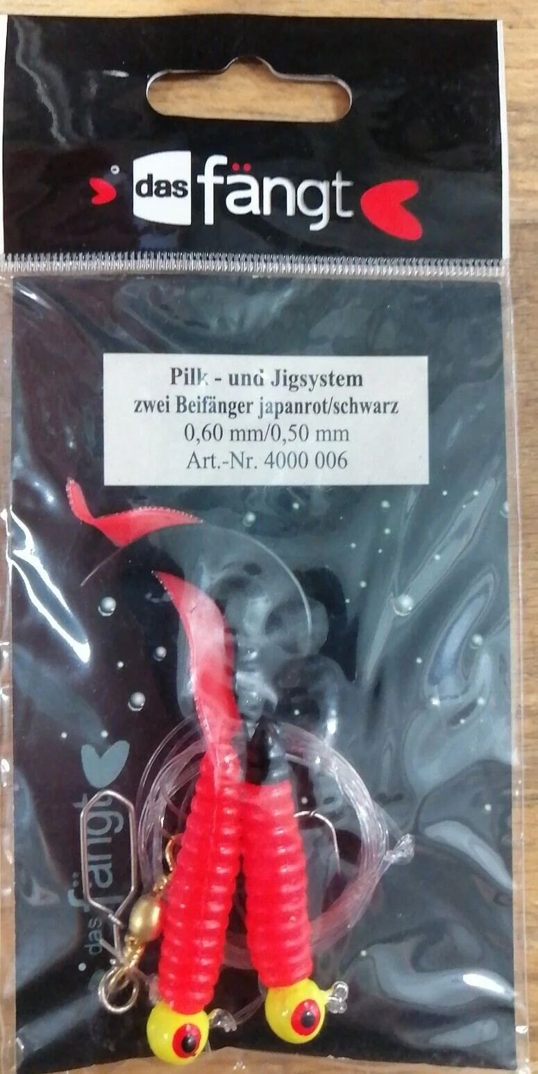 Pilk- und Jigsystem, zwei Beifänger japanrot/schwarz, das Fängt