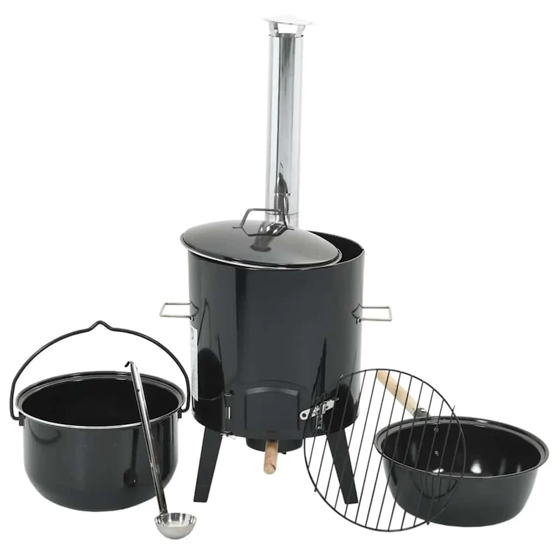 Gulaschkanone 14,3L Gartenofen Feldküche Kesselofen mit Zubehör