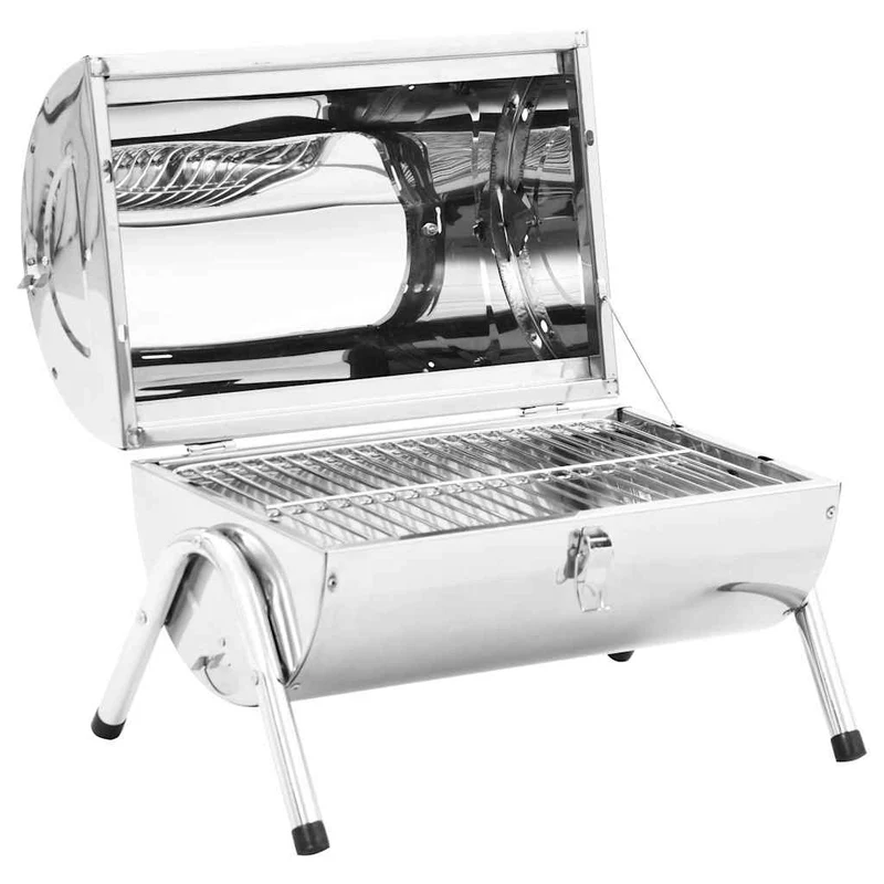 Campinggrill Edelstahl Holzkohlegrill Tragbar mit Deckel BBQ Grill