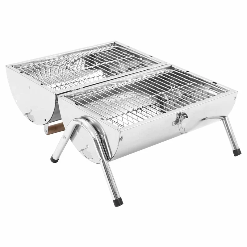 Campinggrill Edelstahl Holzkohlegrill Tragbar mit Deckel BBQ Grill