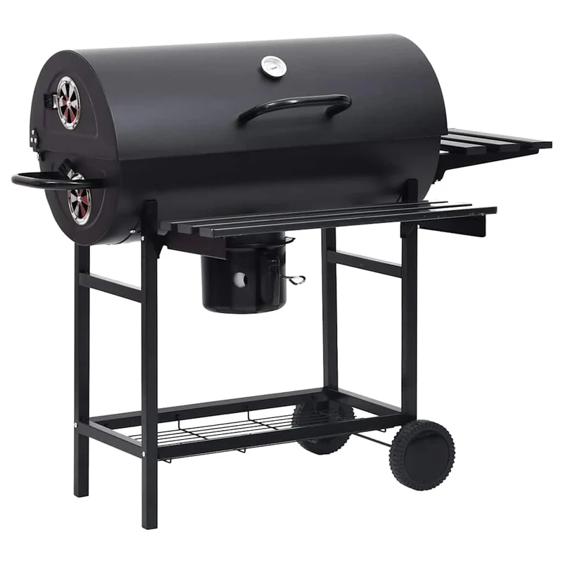 Holzkohlegrill Grillwagen mit Deckel Seitenablage Warmhalterost BBQ