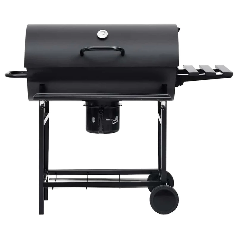 Holzkohlegrill Grillwagen mit Deckel Seitenablage Warmhalterost BBQ