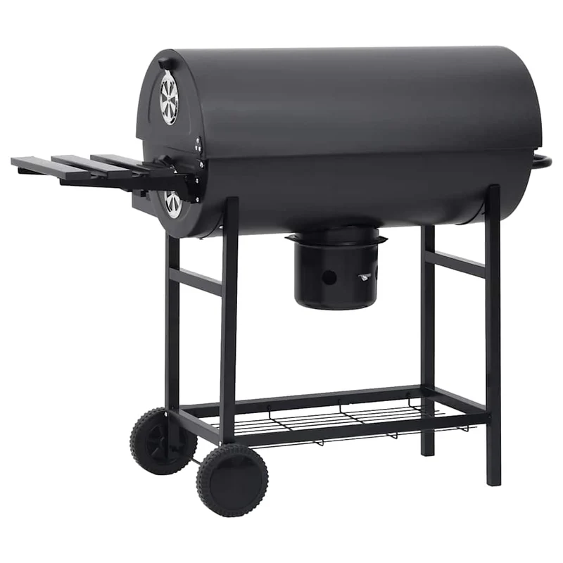 Holzkohlegrill Grillwagen mit Deckel Seitenablage Warmhalterost BBQ
