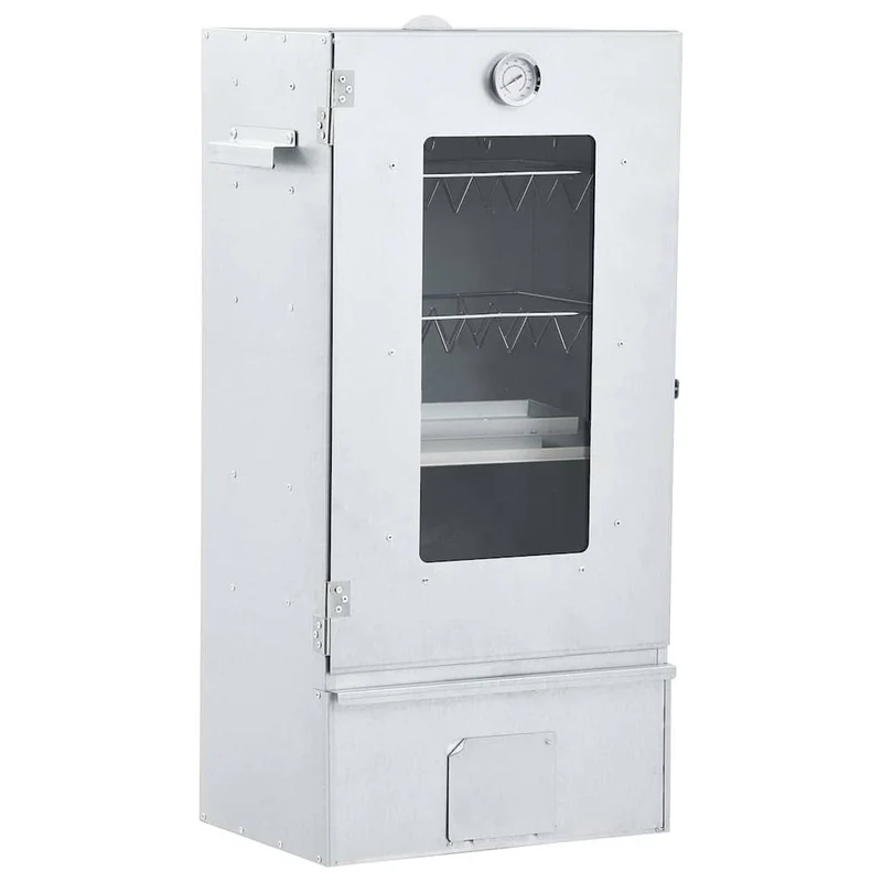 Räucherofen mit 1 kg Räuchermehl Smoker 44,5 x 29 x 83 cm silber verzinkt