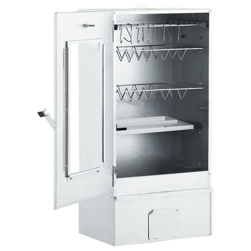 Räucherofen mit 1 kg Räuchermehl Smoker 44,5 x 29 x 83 cm silber verzinkt