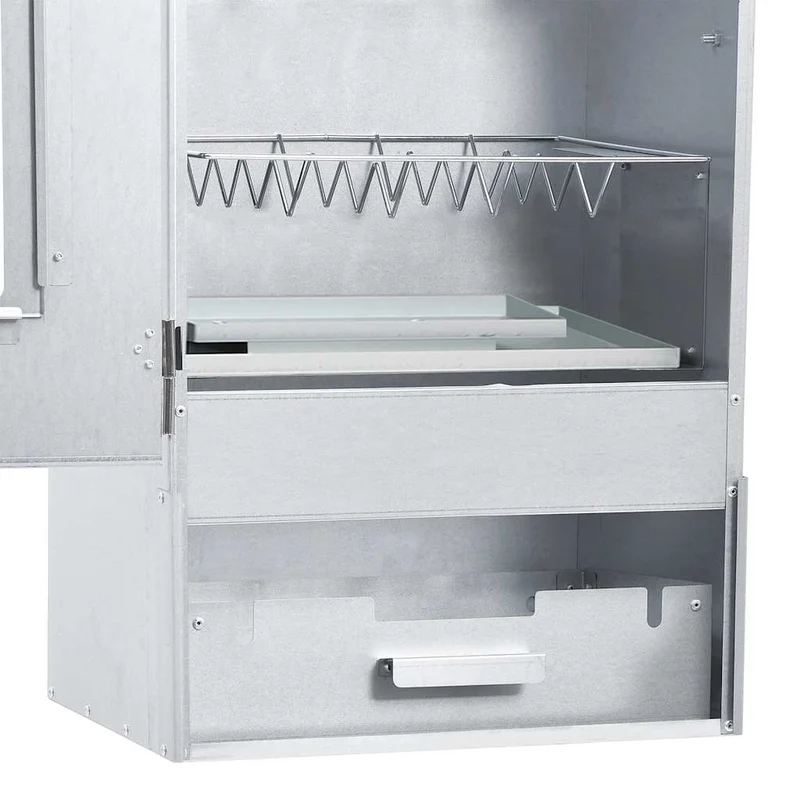 Räucherofen mit 1 kg Räuchermehl Smoker 44,5 x 29 x 83 cm silber verzinkt