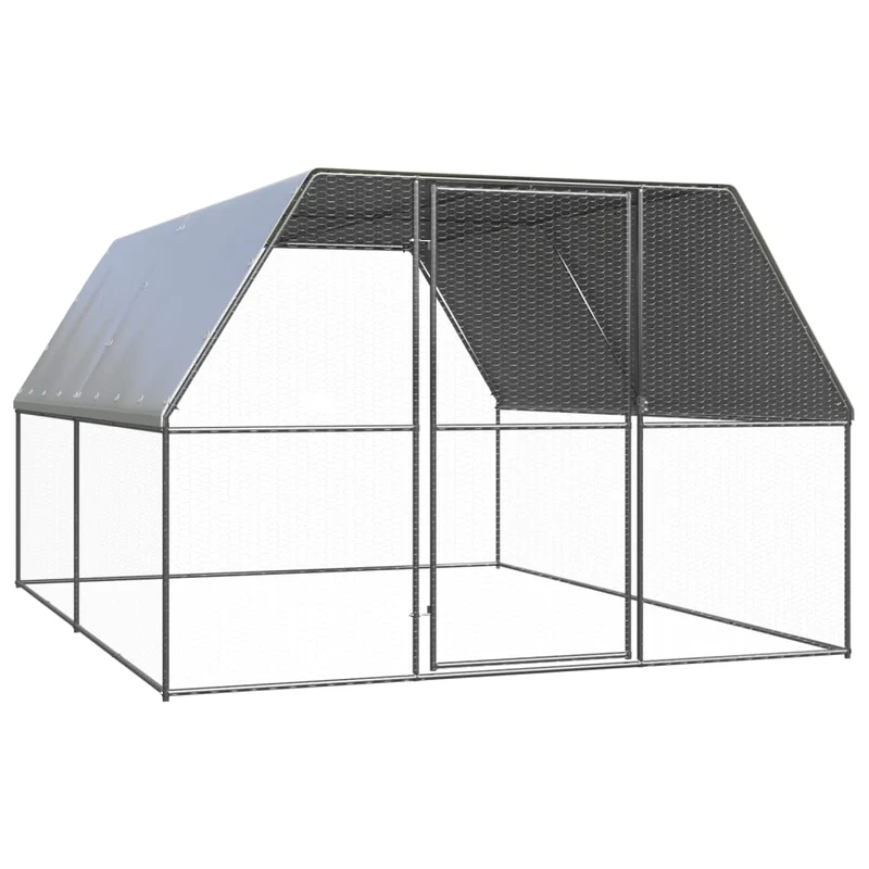 Hühnerkäfig Hühnerstall Volldach Stahl 3 x 4 x 2 m Freigehege Tierkäfig Geflügelstall