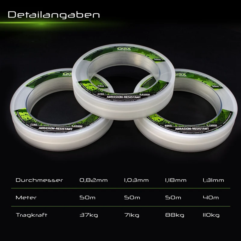 Catix Fluorcarbon Wels Leader – 50m, 1,31mm, 110kg Tragkraft